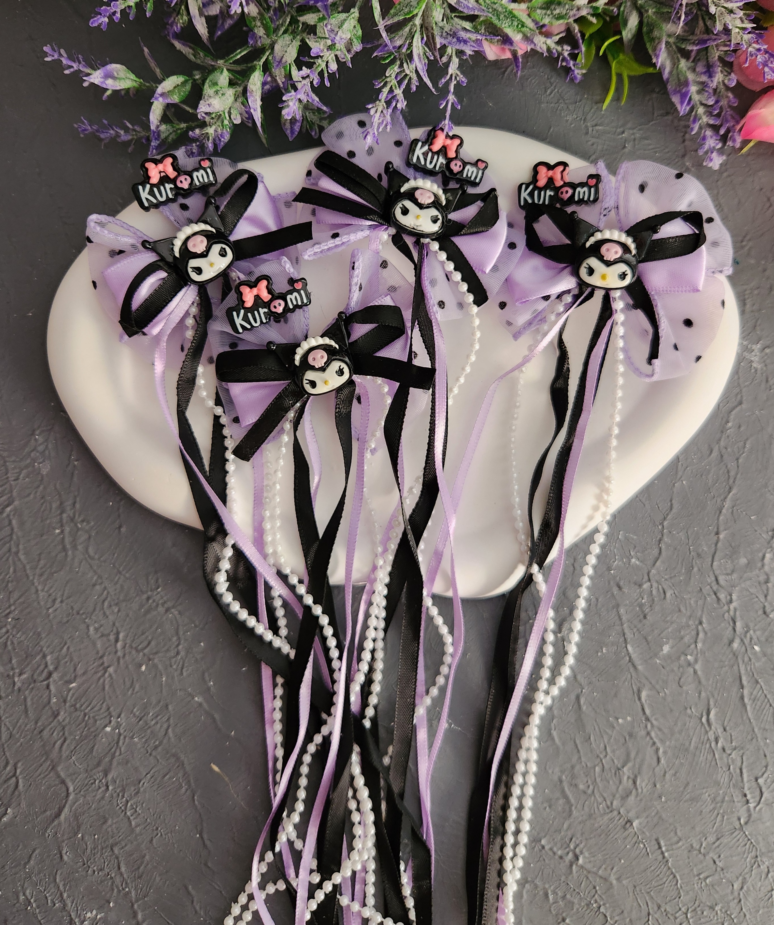 Kuromi Fiyonk İnci Sarkıt Pens